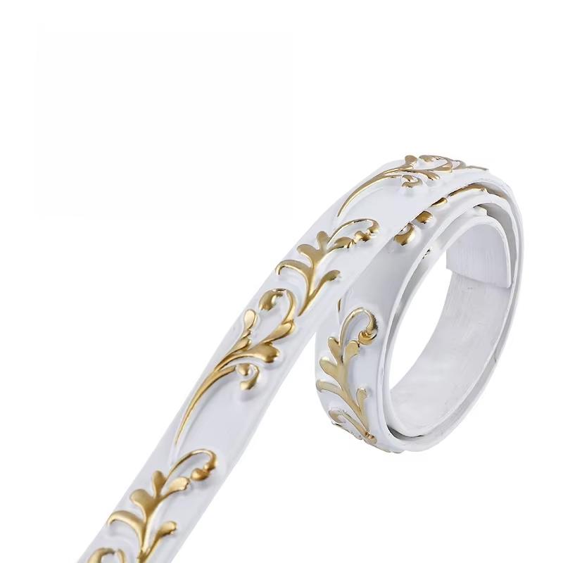 1PC 1m/39.37inch White and gold self-adhesive flexible molded decoration, suitable for mirror edges,and home wall decoration