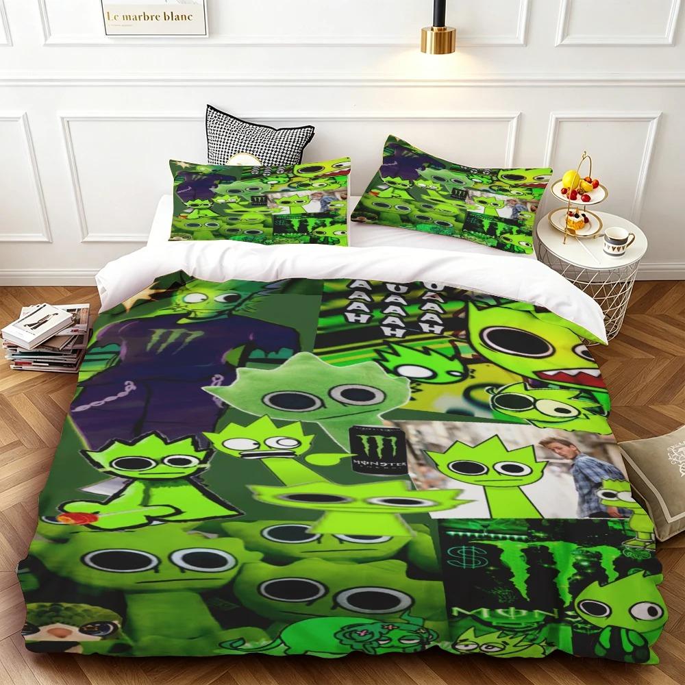 2026 NEUE Geschenke für Teenager Bettbezug-Set Game Sprunki Cartoon Bettwäsche-Set Bettdeckenbezug Hautfreundlich und Atmungsaktiv für Schlafzimmer Zuhause