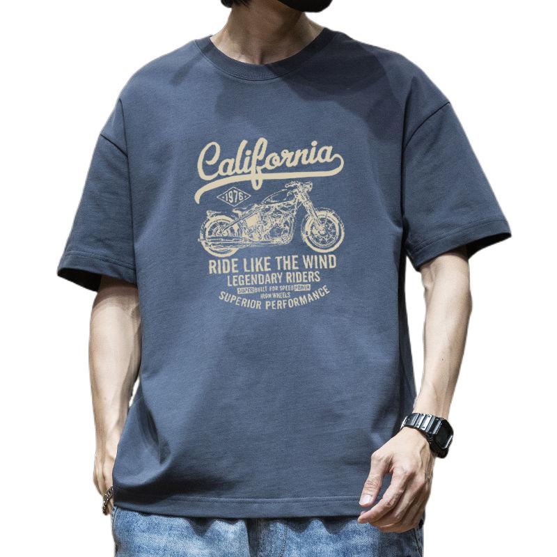 Чоловіча літня модна брендова футболка з коротким рукавом, універсальна базова футболка з важкої бавовни