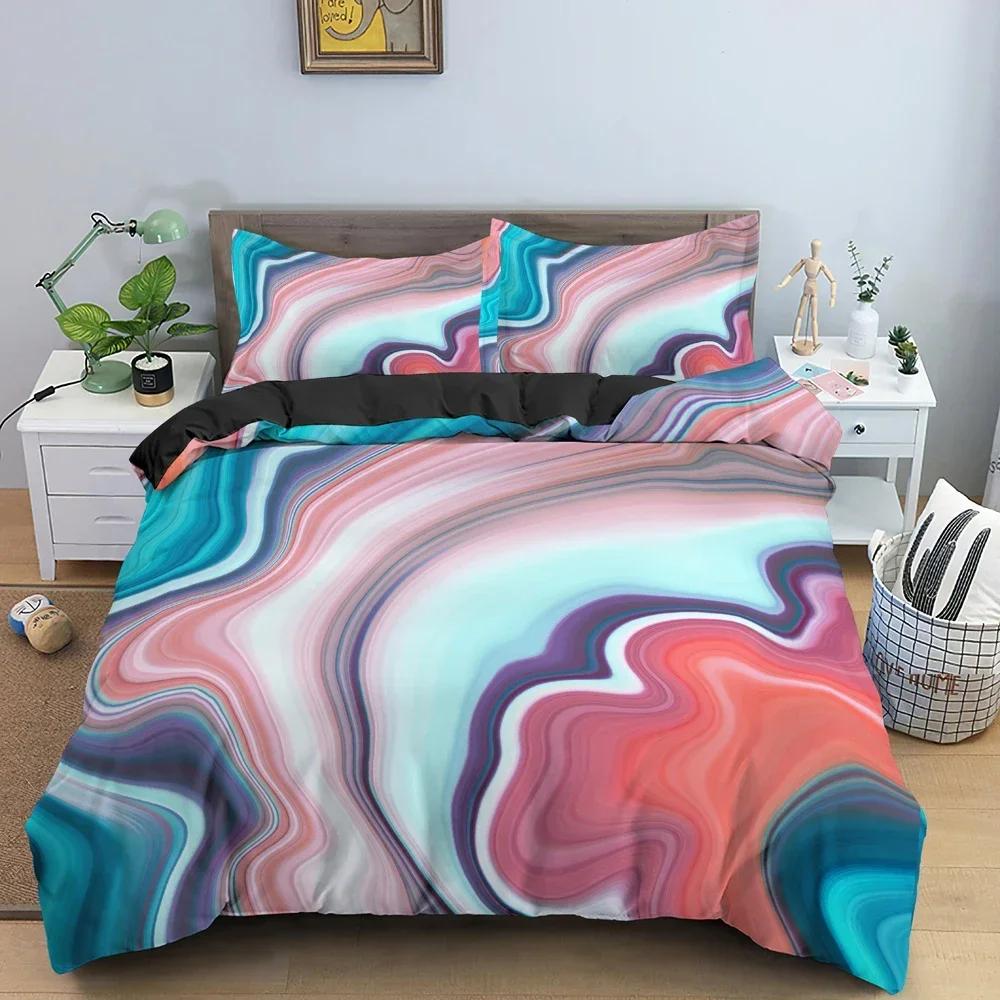 Abstraktes Marmormuster Bequemer Bettdeckenbezug Kissenbezug Bettwäscheset Kinder Schlafzimmer Dekoration Heimtextilien