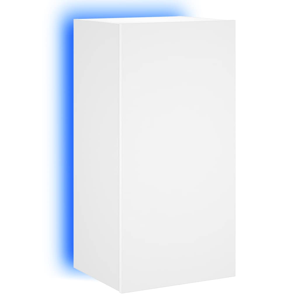 Vidaxl Ścienna Szafka Tv Z Led, Biała, 40,5X35X80 Cm