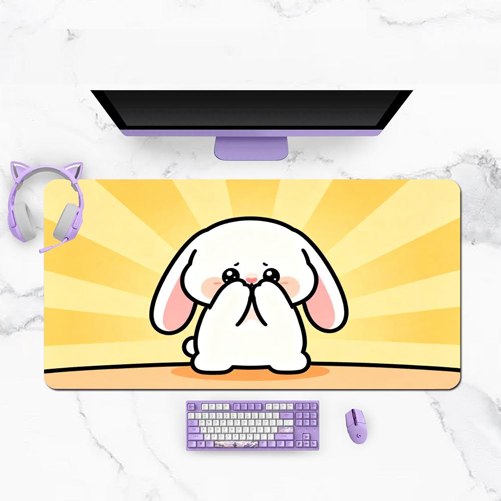 Cute Cartoon White Goose Design Large Size Playmat Natural Rubber Nonslip For Laptop Office Desktop Bedroom Gaming