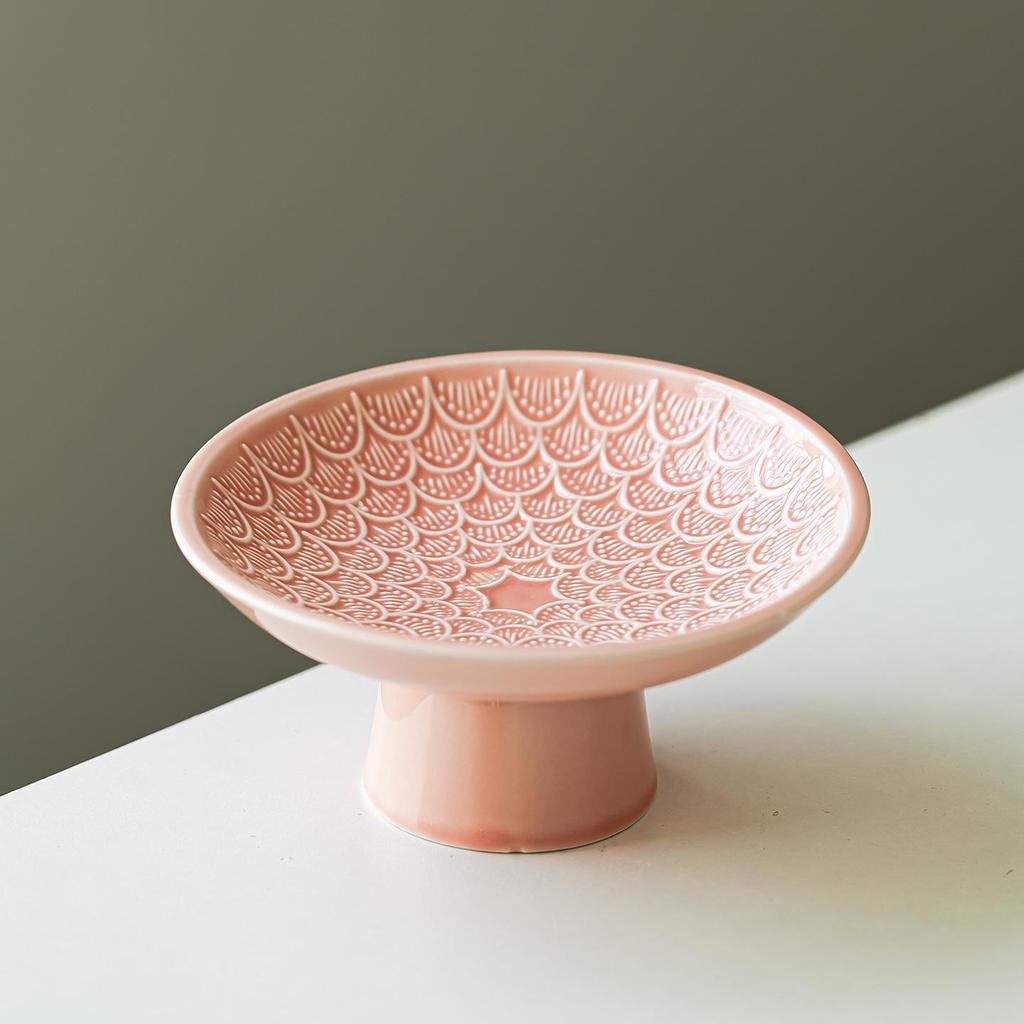 Elegant Ceramic Fruit & Dessert Plate with High Base – Luxurious Tableware for Cold Dishes