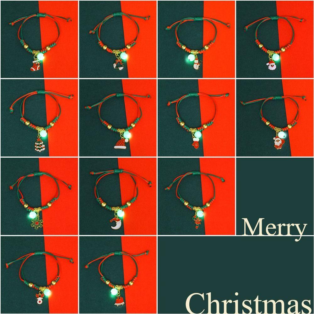 Snowflake Advent Wreath Xmas Bracelet Mistletoe Merry Christmas Bracelet  Women Men