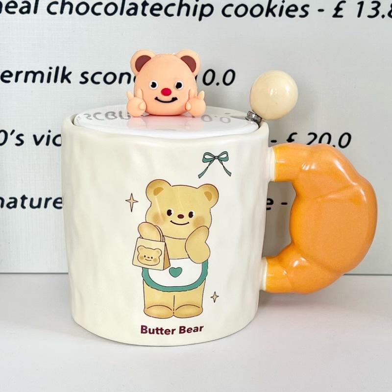 Cute Bier Butter Bear Ceramic Mug Girls High-value Drinking Cup Couple Birthday Gift Souvenir