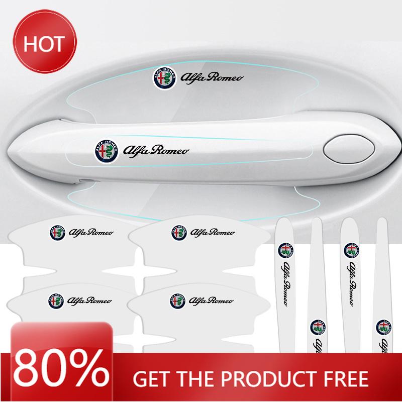 Hub Caps 8Pcs Car Door Handle Stickers Transparent Protector Film For Alfa Romeo 156 159 147 4C 8C 166 Giulia Giulietta Mito Ste zr0