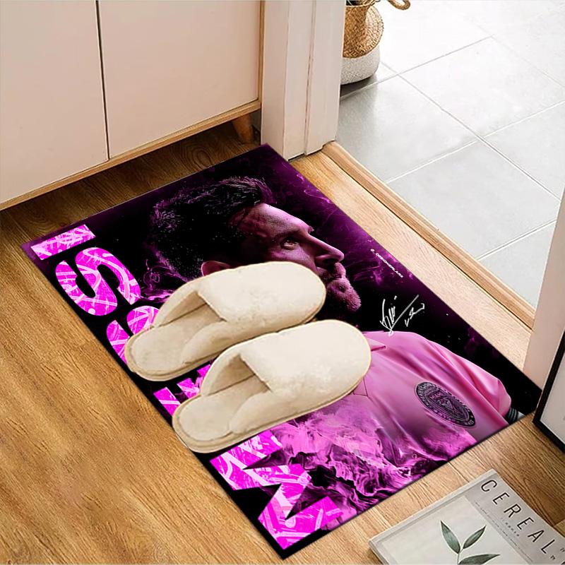 Messi's Pink Rug Game Carpet, Floor Mat for Bedroom Living Room Entryway Rug, Home Decor Idea Gift for Christmas Birthday