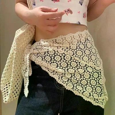 Bufanda Triangular de Encaje Calado de Moda Diadema para Mujeres Niñas Minifalda Y2K Cadena de Cadera Accesorios para la Cintura