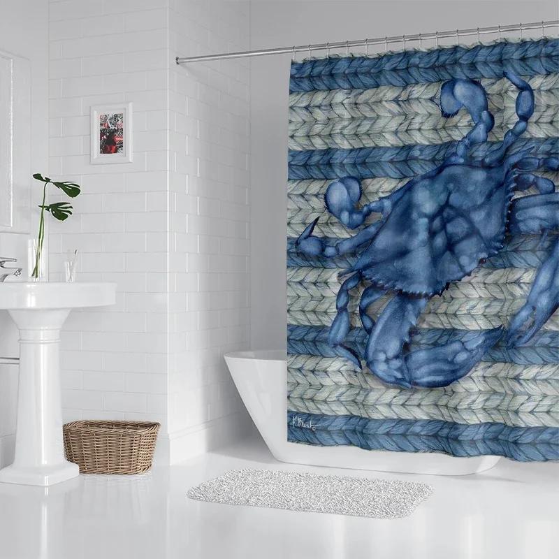 Ocean octopus, seahorse, starfish waterproof fabric household shower curtain accessories shower curtain marine shower curtain