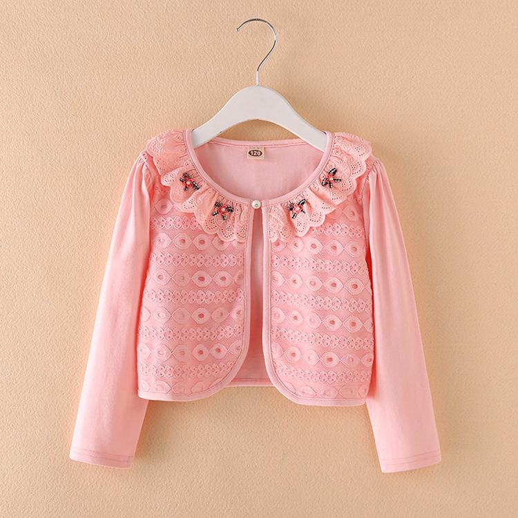 Embroidered Cotton Lace Girls' Sun Protection Cardigan