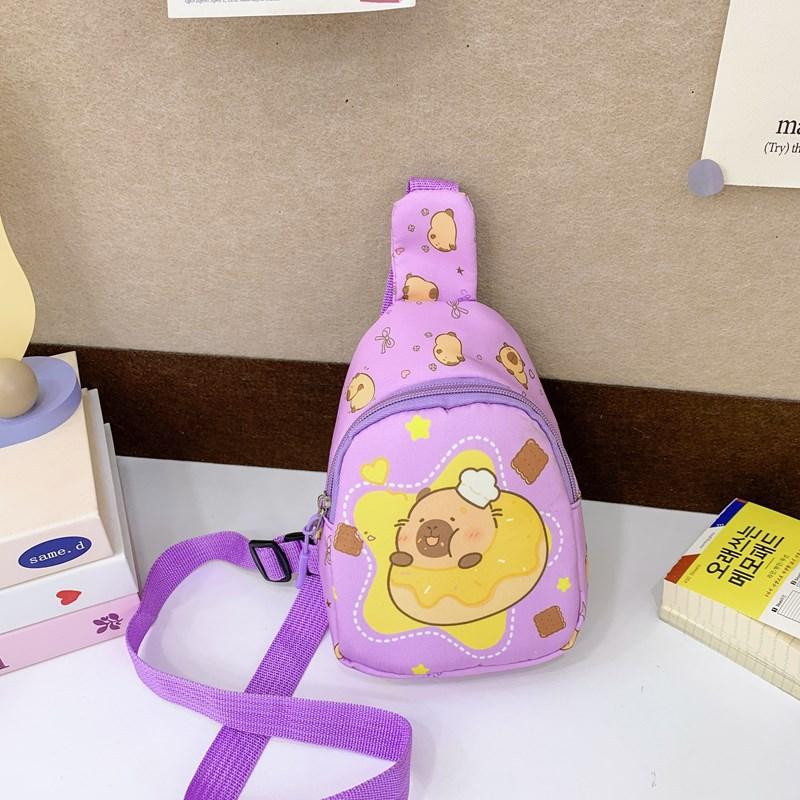 School Bag Breast Bag Cartoon Boys and Girls Change Bag Kapibara Casual Shoulder Messenger Bag Back