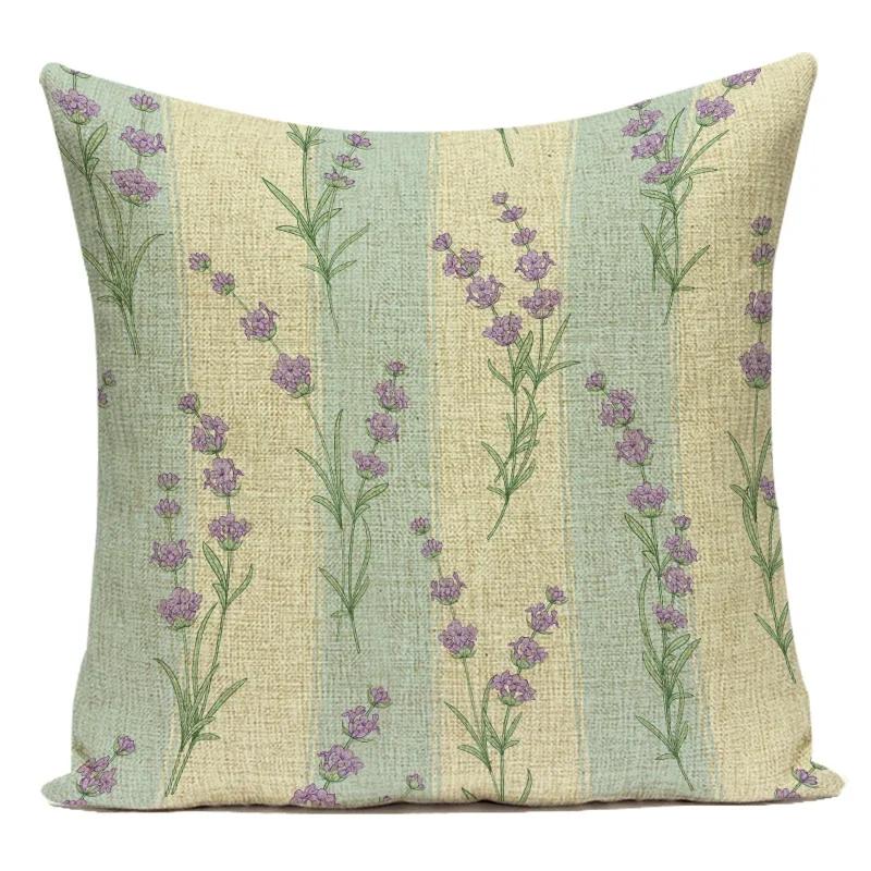 Polyester Decorative Throw Pillows Case Red Rose Purple Lavender Pillow Cover Flower Cushion Cover For Sofa Home Living Room
