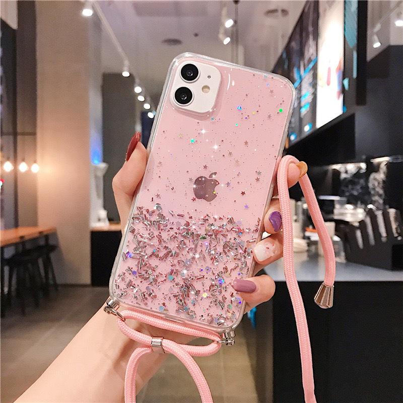 Apple iPhone 17 Pro Max Gold Foil Epoxy Protective Case with Crossbody Lanyard iPhone XR