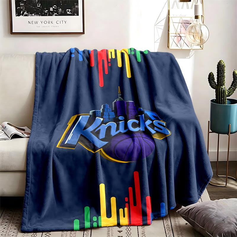 New York Knicks Theme Personalized Outdoor Flannel Blankets Soft And Suitable For All Seasons Perfect For Sofas Beds And Camping