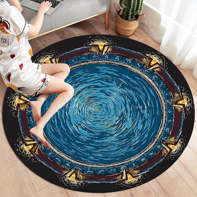 Alfombra Redonda para Zona de Cruce de Vórtice, Alfombra para Sala de Estar, Dormitorio, Sofá, Sala de Juegos, Decoración, Felpudo Antideslizante