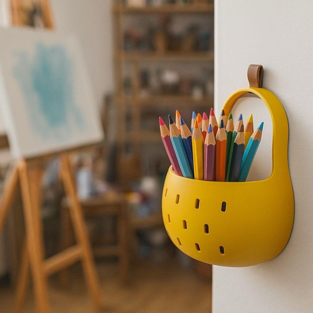 Hollow Out Pear-shaped Cutlery Holder Magnetic Pen Holder Chopsticks Storage Basket  Bathroom