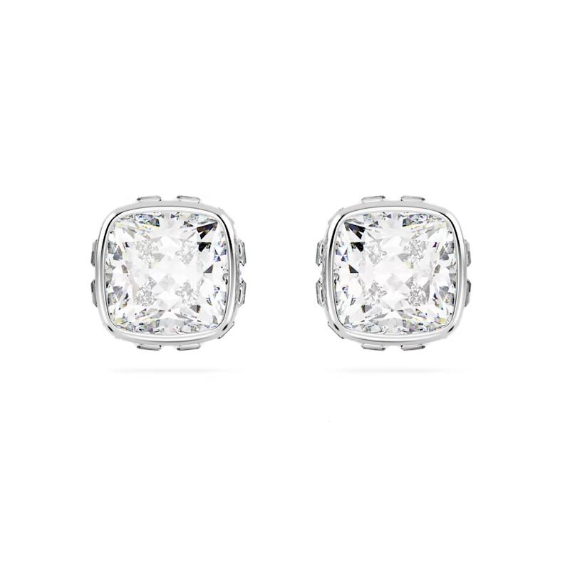 Swarovski Birthstone April birthstone square cut earrings women s silver 5661957 серебряный