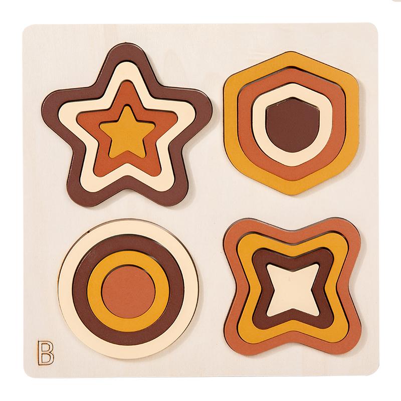 Educational Wooden Geometric Shapes Game Montessori Learning Math Jigsaw Puzzle Board for Kids Sorting Stacking Cognition Toys