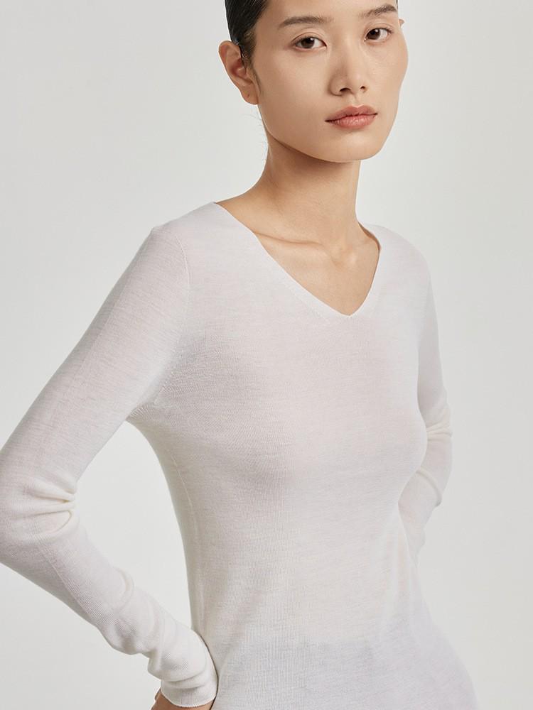 Merinowolle Rundhals Slim Fit Rollkragen Langarm Pullover Basisschicht