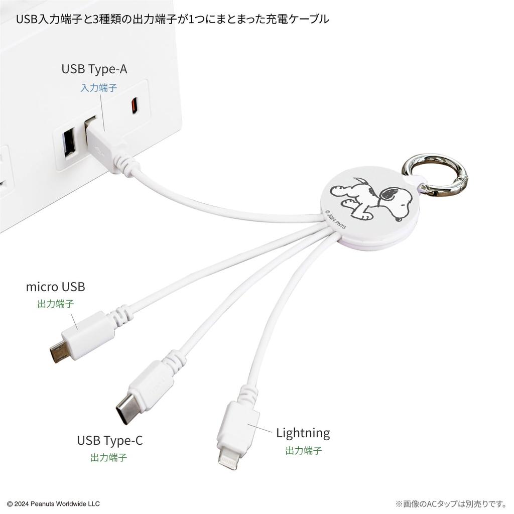Gourmandies Peanuts Cable Snoopy Multi-Charging SNGG-57A