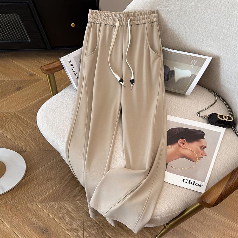 Super Fat Plus Size High Waist Ice Silk Straight-Leg Pants - Women's Summer Nine-Point Casual Style