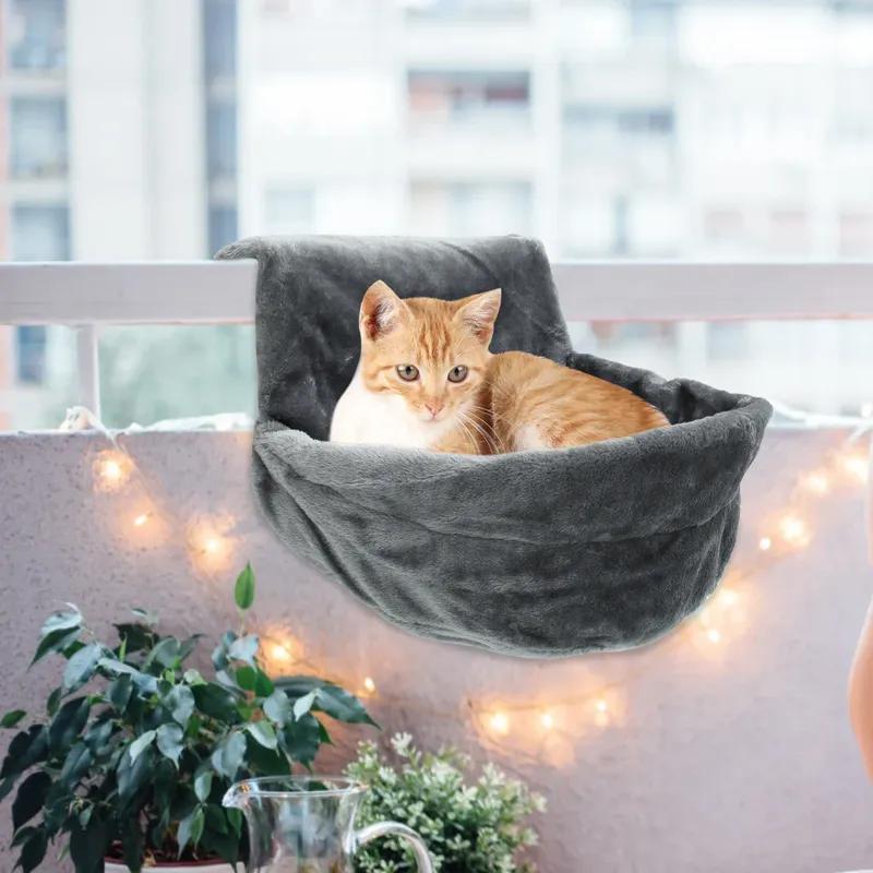 OUZEY Weiche Warme Hängende Katzenbetten Abnehmbare Haustier Katzen Hängematte Bequemes Schlafvlies Katzenhöhle Waschbar Tragbares Katzenhaus