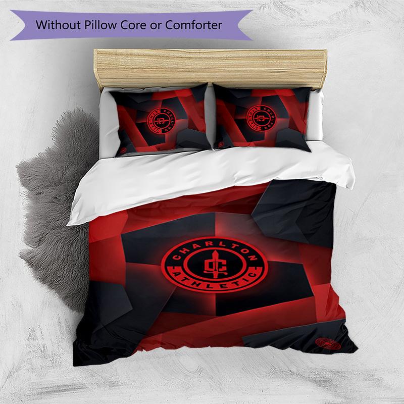 Charlton Athletic FC Set Biancheria da Letto Stampato 3 Pezzi Copripiumino Traspirante con Federe Biancheria da Letto Decorativa per Camera da Letto Casa
