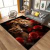 Romantic Rose & Lion Couple Rug – Square Dual-Lion Design Carpet for Bedroom or Living Room Indoor Decor