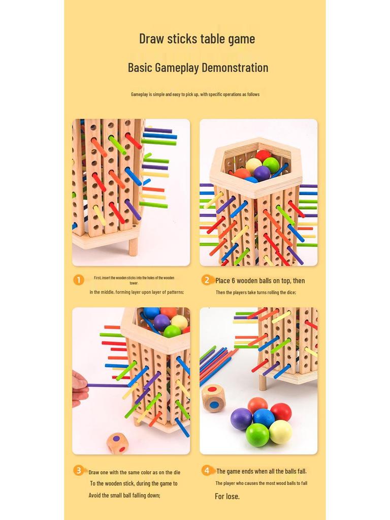 Farbenfrohes Holzstäbchen-Puzzlespiel: Interaktives Eltern-Kind-Lernspielzeug mit Bausteinen