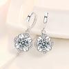 925 Sterling Silver New Woman Fashion Jewelry High Quality Blue Crystal Zircon Flower Earrings Hot Selling Earrings