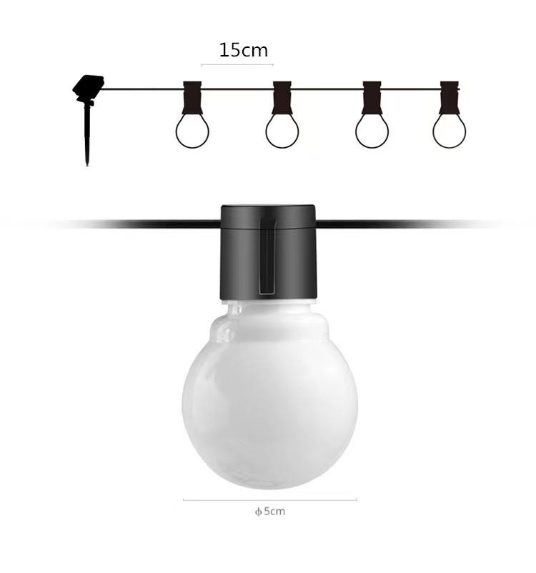 LED Solar Vintage String Lights - Outdoor Garden Transparent Ball Bulbs