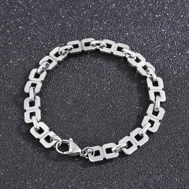 

8MM Stainless Steel Square Link Chain Bracelets For Women Men Simple Polished Gold Color Necklace Trendy Jewelry Sets Accessory 19cm