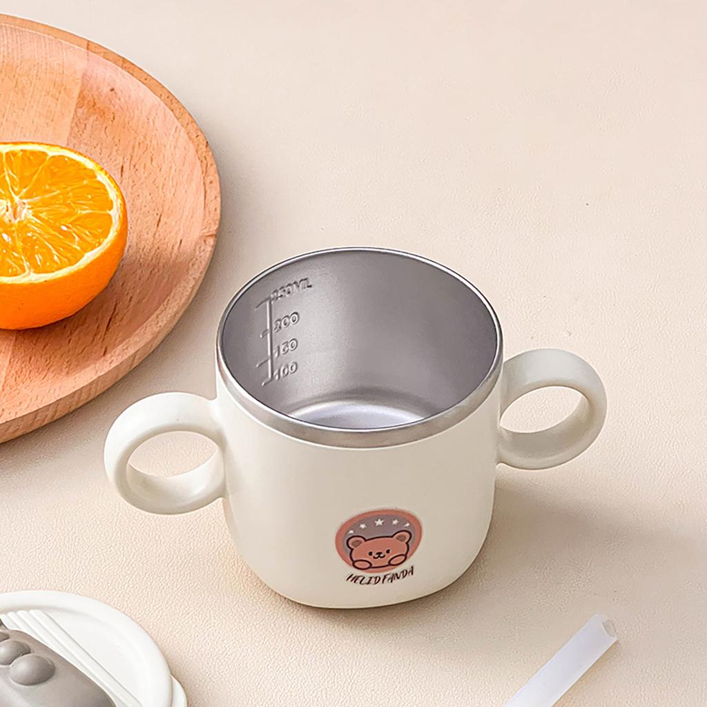 WORTHBUY 250ML Mini 316 Stainless Steel Mug Children Insulated Water Cup Tumbler With Straw&Handle Cute Sealed Milk Coffee Cup