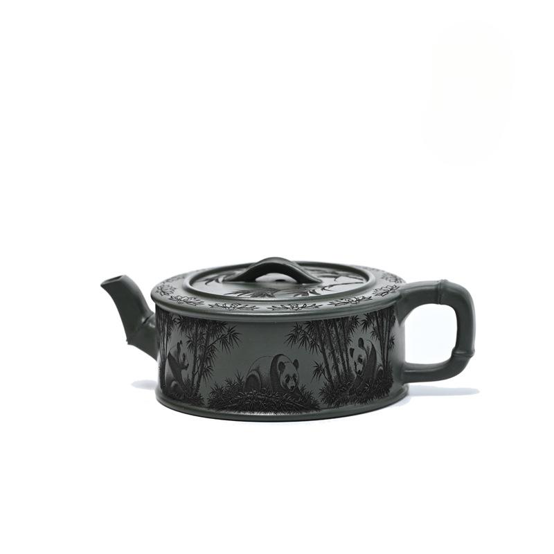 

170ml Yixing Purple Clay Teapots Handmade Large Caliber Panda Pot Raw Ore Green Mud Tea Maker Kettle With Infuser Zisha Teaset