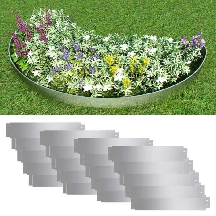 VidaXL Clôture de pelouse 20 pcs Acier galvanisé 100x20 cm