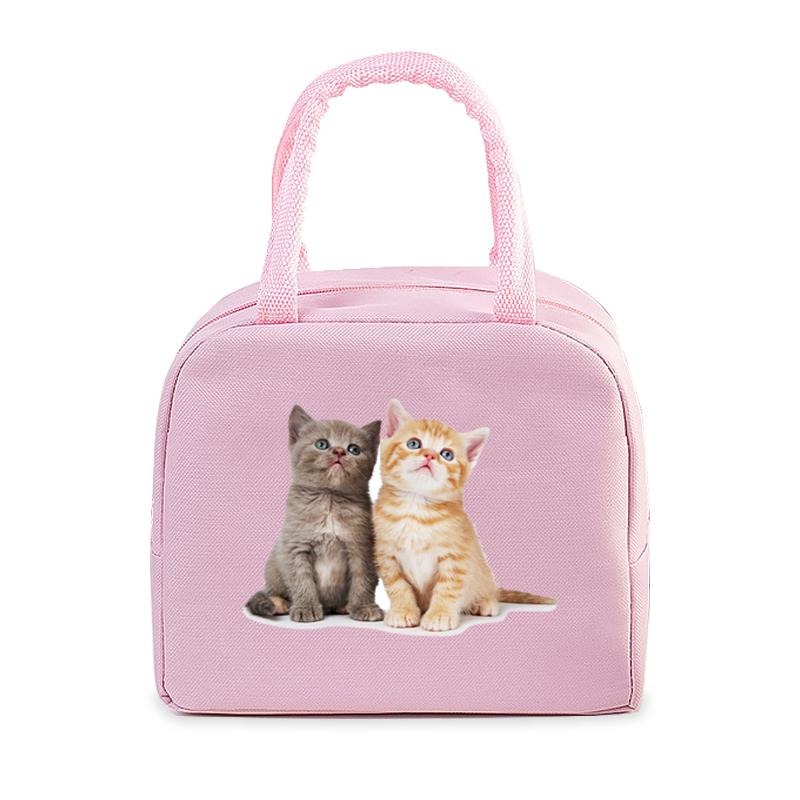 Funny 3D Cats Portable Lunch Bag Durable Office Women Men Thermal Box Cartoon Lunch Handbags Cooler Insulated Food Lunch Bags