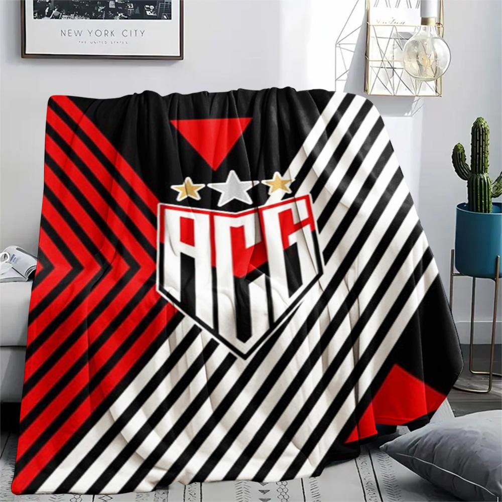 1Pc Atlético Goianiense Print Flannel Blanket High Quality Warm Comfortable Cover for All Seasons Perfect for Gifts Home Decor