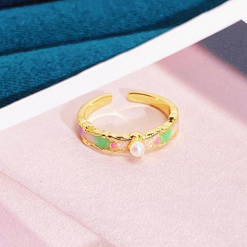 The Same Medieval Sweet Pink Zircon Super Flash Love Wing Ring Girl Heart Exquisite Niche Ring