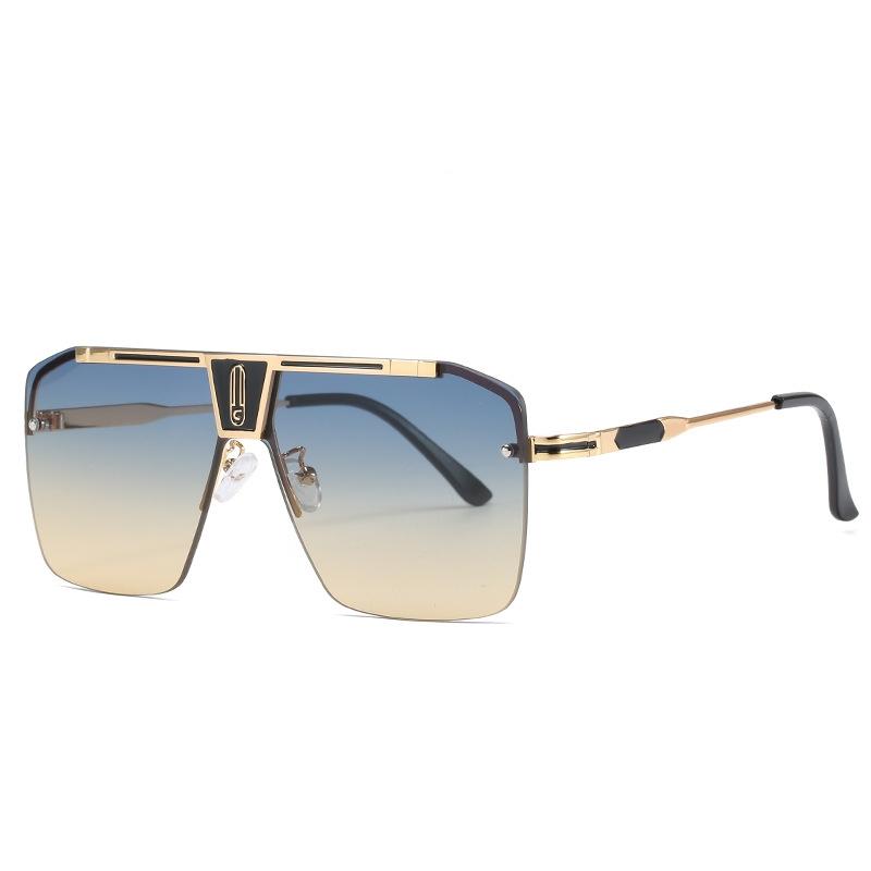 Gradient Square Sunglasses for Men and Women's Fashionable Retro Oversized One-piece Borderless Sunglasses UV400 Retro