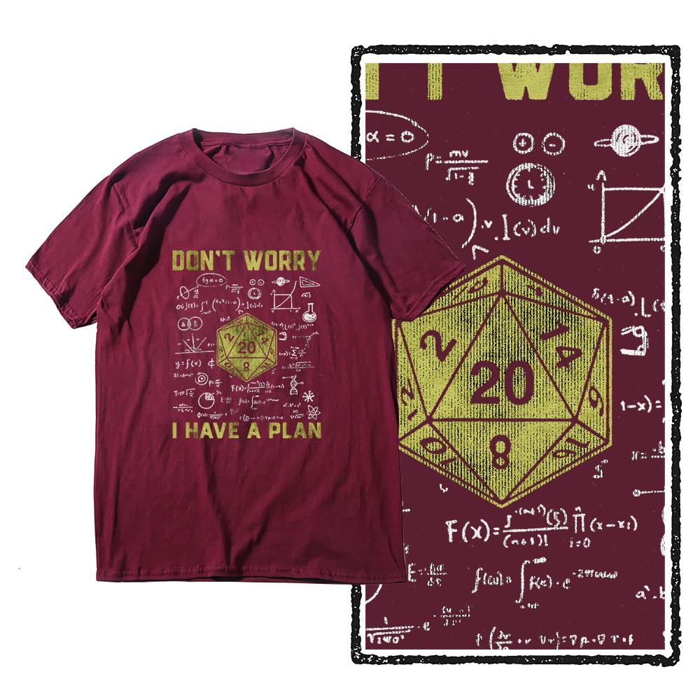 Neuartiges Dungeon Dragon T-Shirt mit grafischer Streetwear, kurzärmelig, „I Have A Plan“, D20, Würfel, Rollenspiel, DnD-T-Shirt für Männer