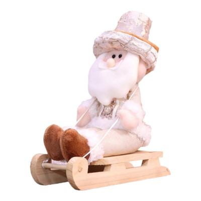 Champagne Sled Sitting Santa Claus Exquisite Christmas Decorations Soft Cartoon Snowman Desktop Festive Decor