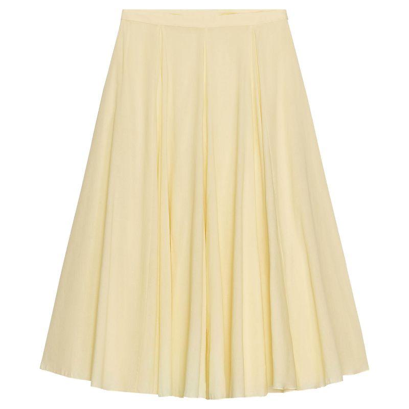 Zaprha 2025 Summer New Fashion A Word Hem Wide Hem Pleated Midi Waist Skirt 4786249