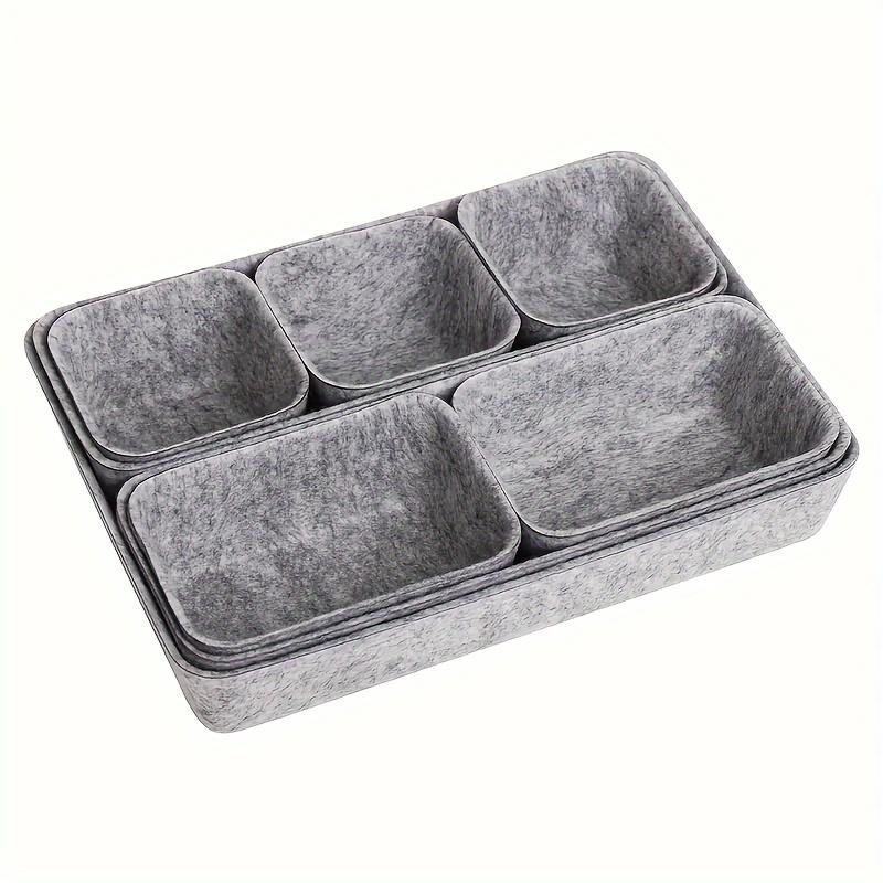 8-Pack Felt Drawer Organizer Trays, Desktop Dividers Space-Saving Office Supplies And Jewelry Storage, Multi-Compartment Desk Organizer for Home