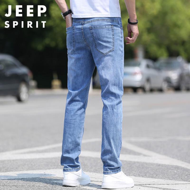 JEEP SPIRIT Men's Straight Fit Casual Micro-Elastic Denim Jeans