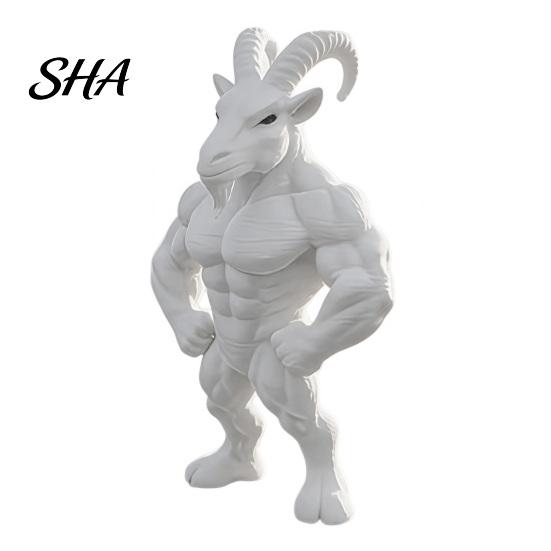 Dekoration für Erzählräume 3D-gedruckte muskulöse Ziegenfigur, Tierfigur Schreibtisch für Nischenkunst Sammlerstück Heim Büro Regal, Lustiges Geschenk für Fitnessstudio-Besucher Liebhaber
