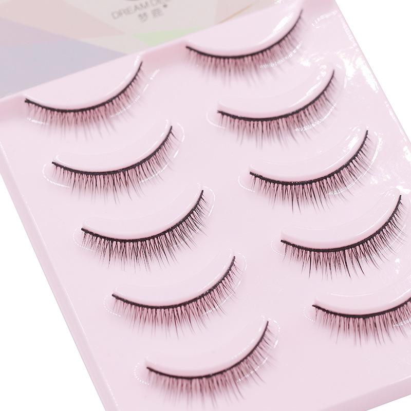 Menglu R-3 Natural Short False Eyelashes with Hard Stem for Double Eyelid Support and Curling - Novice-Friendly.