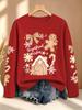 Women's Autumn and Winter Outfit Gingerbread House Candy Cane Bow Multiple Sleeve Printed Long Sleeve T-Shirt