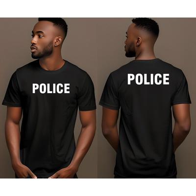 POLICE Law Enforcement Cop T Shirt Printed Policeman Front and Back Gift Men T Top
