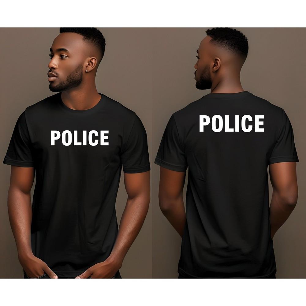 

POLICE Law Enforcement Cop T Shirt Printed Policeman Front and Back Gift Men T Top M
