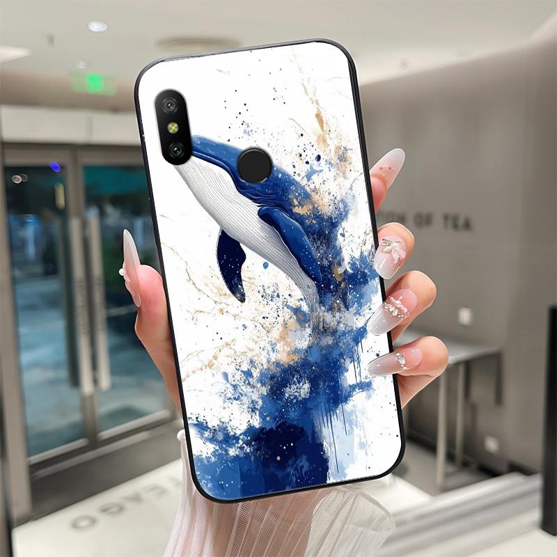 Beautiful Flower Cute Cartoon Cats Case For Xiaomi Mi A2 / Mi A2 Lite Tempered Glass Phone Case Protective Back Cover Hard Shell